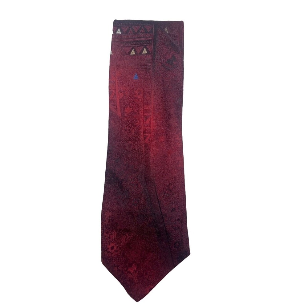 Wembley Tie Polyester Made in USA Maroon Black Silver Vintage USA